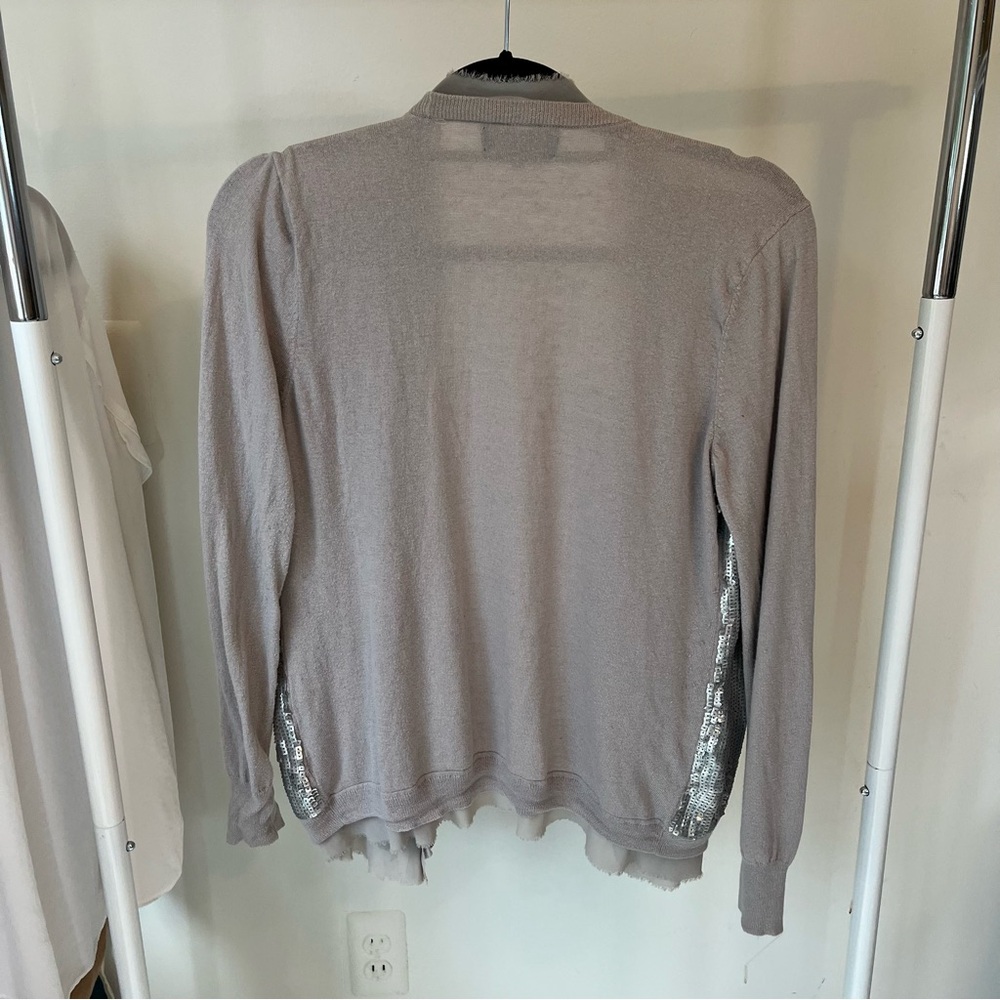 (4) Plus Size Professional Sequin Embellished Gray Blouse Beige Sweater Office - Picture 4 of 16